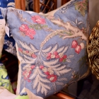 Blue w/ pink florals pillow. 1 of pair
