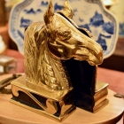 Brass horse head bookends