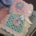 Hand crochet granny square baby blanket