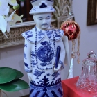Chinese blue & white porcelain statue of scholarly man