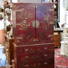 Red chinoiserie cabinet
