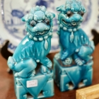 Pair of blue foo dogs