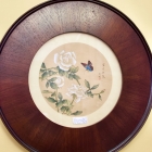 Asian painting on silk in large round frame