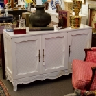 3 door lacquered cane front credenza