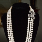 Platinum & pearl 3 strand pearl necklace