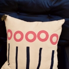 Linen w/ pink circle pillow