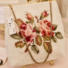 Beaded white w/ floral purse