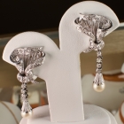 C. 1940s platinum, diamond & pearl drop earrings