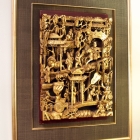 Asian 3D carved gilt relief