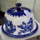 Vintage flow blue staffordshire cheese dome