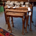 Set of 3 vintage carved walnut nesting tables