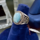Larimar stone sterling ring