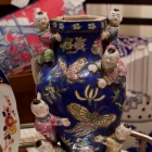 Hand painted climbing Chinese boys vase