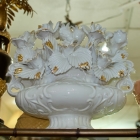 White capodimonte floral basket
