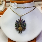 Spectacular 1920's 14kt peacock pendant. Diamond, rubies, emeralds and sapphires. 1ct tw diamonds 2ct tw of other three stones. Truely one of a kind!