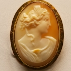 Victorian antique shell Cameo pendant set in 10kt gold.  Very classic style.