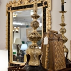 Pair of oriental style brass lamps