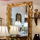 Antique wooden gilt Italian beveled mirror