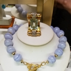18kt gold aquamarine 70 CT pear shaped enhancer