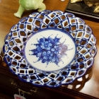 Blue & white lattice plate