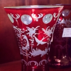 Cranberry cut to clear vase