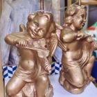 Pair of cherub violinist lamp bases
