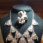 Stunning silver  tiered necklace. Statement piece.