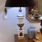 Mid century modern porcelain & brass lamp