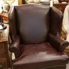 Pair North Carolina All Leather Wing Back Chairs