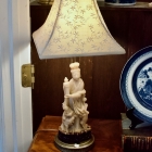 Carved stone oriental lamp