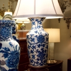 Lamp w/ blue & white raised design