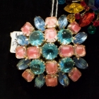 Neat stones pink & blue brooch