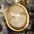 10K gold left facing carved shell cameo