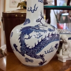 Blue & white dragon vase