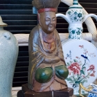 Wooden Asian figure w/ unique base
