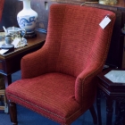 Pair of red upholstered chairs