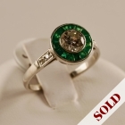 Art deco platinum diamond & emerald ring