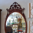 Walnut wood carved oval mirror