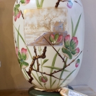 Vintage Asian hand painted milk glass vase