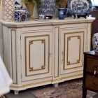 White distressed gold accent big cabinet