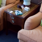 Pair of leather top end tables