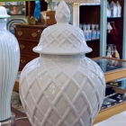 Pair of white lattice ginger jars