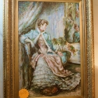Original oil on canvas painting of Victorian woman
