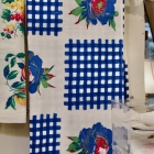 Vintage table cloth - blue check
