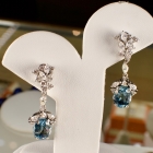Circa 1950s 18K gold aquamarine & diamond earrings