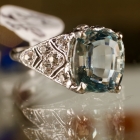 Art Deco platinum aquamarine & diamond ring