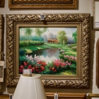 Impressionist summer cottage / lake landscape painting