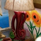 Mid century maroon lamp