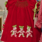 Red cotton dress w/ paper doll appliqué