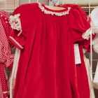 Red velveteen smocked dress